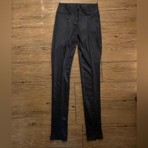 Spandex Leggings High Waisted w/ Front Zipper & Bottom Leg Slits